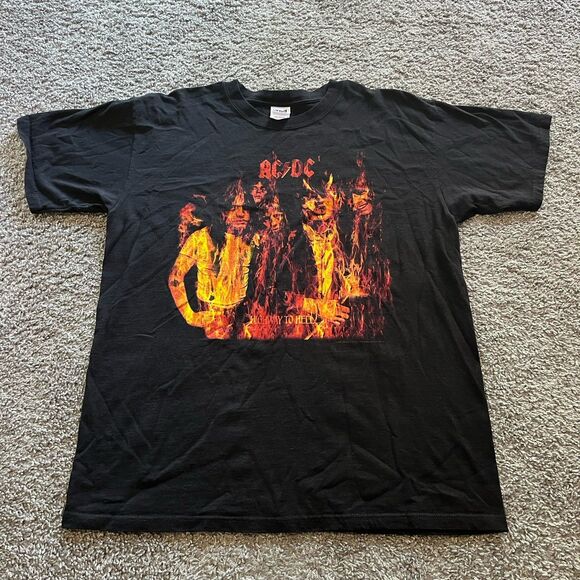 Anvil Other - Vintage Y2K 2007 AC/DC Highway To Hell T Shirt Black Band Fire Mens Sz L Anvil